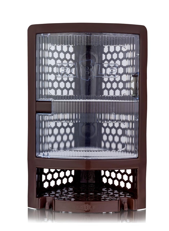 Nabhya Multi Purpose Plastic Corner Rack with Door Wall Mount Bathroom Corner Storage Shelf for Kitchen, Living Room, Bathroom (Brown) - Image 1